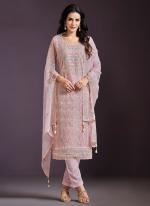 Chiffon Peach Festival Wear Embroidery Work Straight Suit